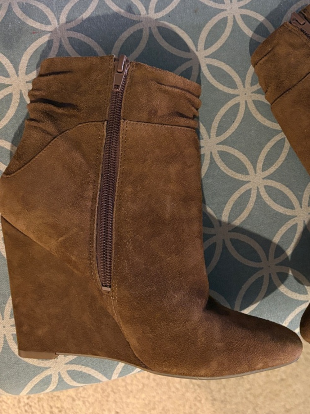 Guess Brown Suede Wedge Ankle Boots